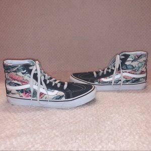 Vans Floral High Top Sneakers Dark Gray 10